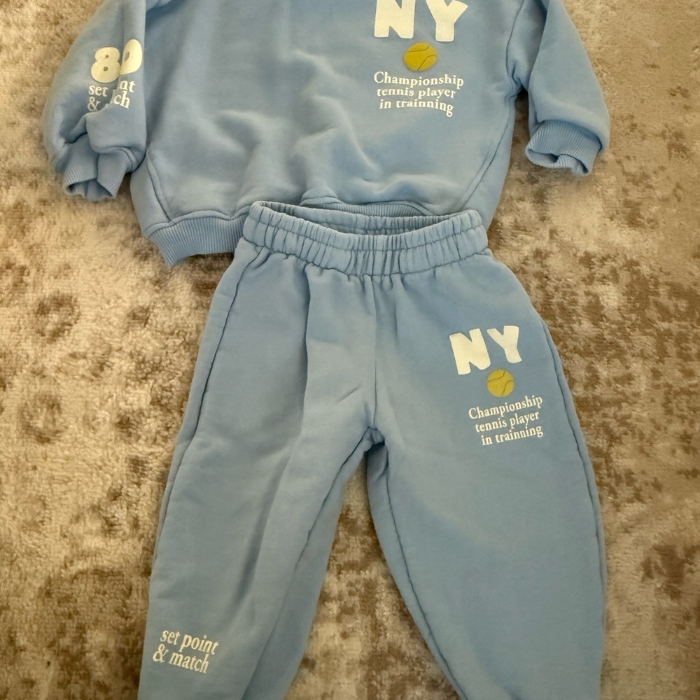Zara Kids Light Blue NY Joggers Set